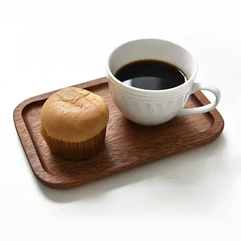 Japanese Rectangular Dinner Plate Walnut Wooden Tray Ins Wind Small Wooden Plate