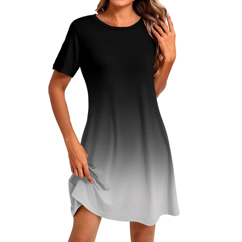 Women's Fashion Casual Print Round Neck Short Sleeve Short Dress