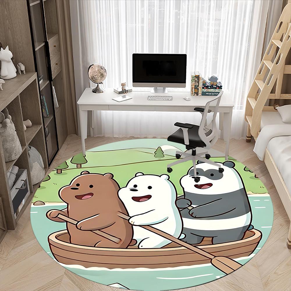 1pc We Bare Bears Friends Office Round Area Rug, Under Office Chairs Bedroom Living Room Home Decor a1022178