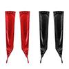 Women Ladies Wetlook Metallic Fingerless Latex Gloves with Rivets Patent Leather Elbow Length Long Gloves Night Club Dancewear