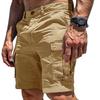 Men Cargo Shorts Mid-rise Button Zipper Fly Casual Shorts with Multi Pockets Solid Color Straight Wide Leg Summer Shorts