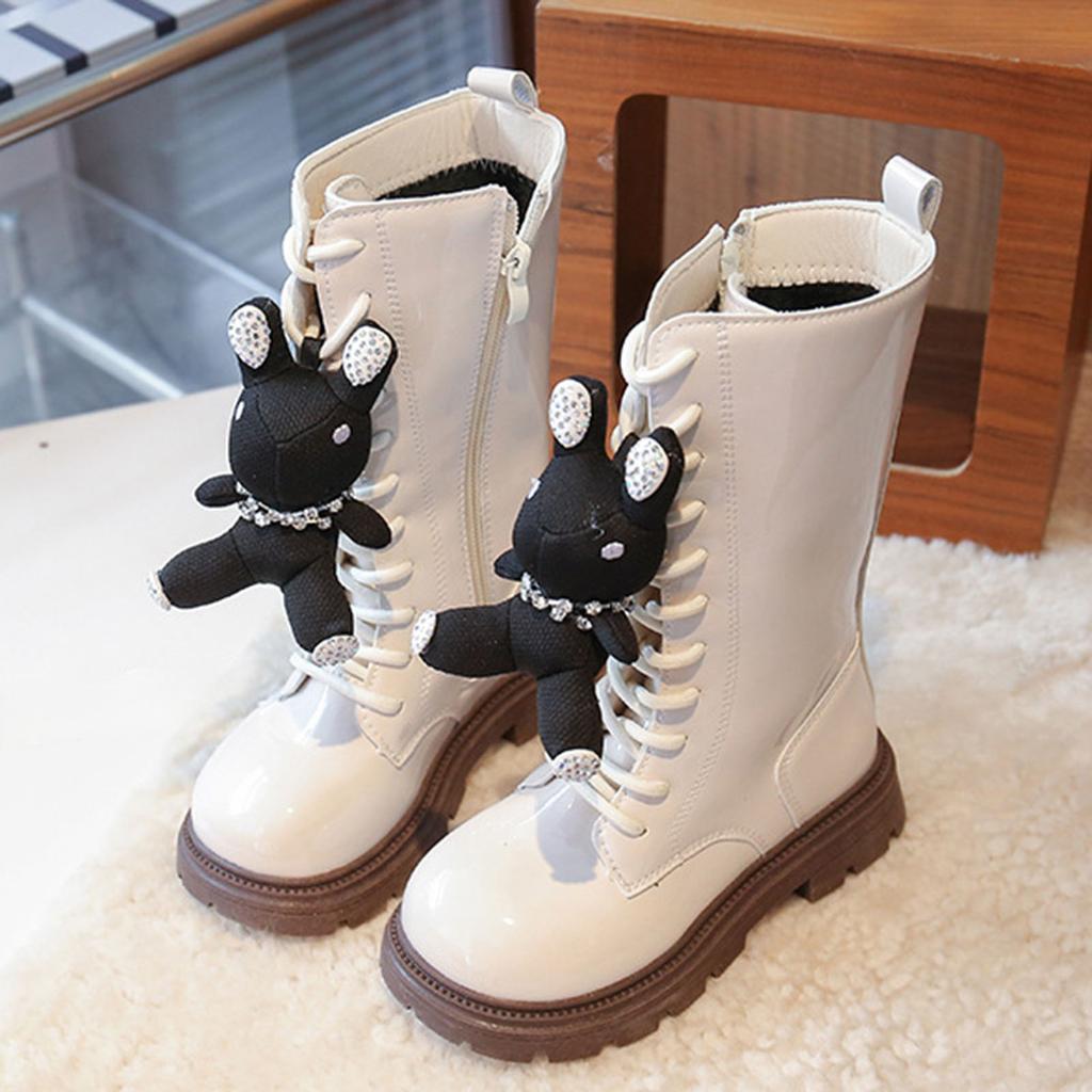 Autumn Girls Long Leather Boots 2026 Soft Soled Kids Fashion Princess Boots Bowknot Non-Slip Outdoor Children Boots Plush Winter