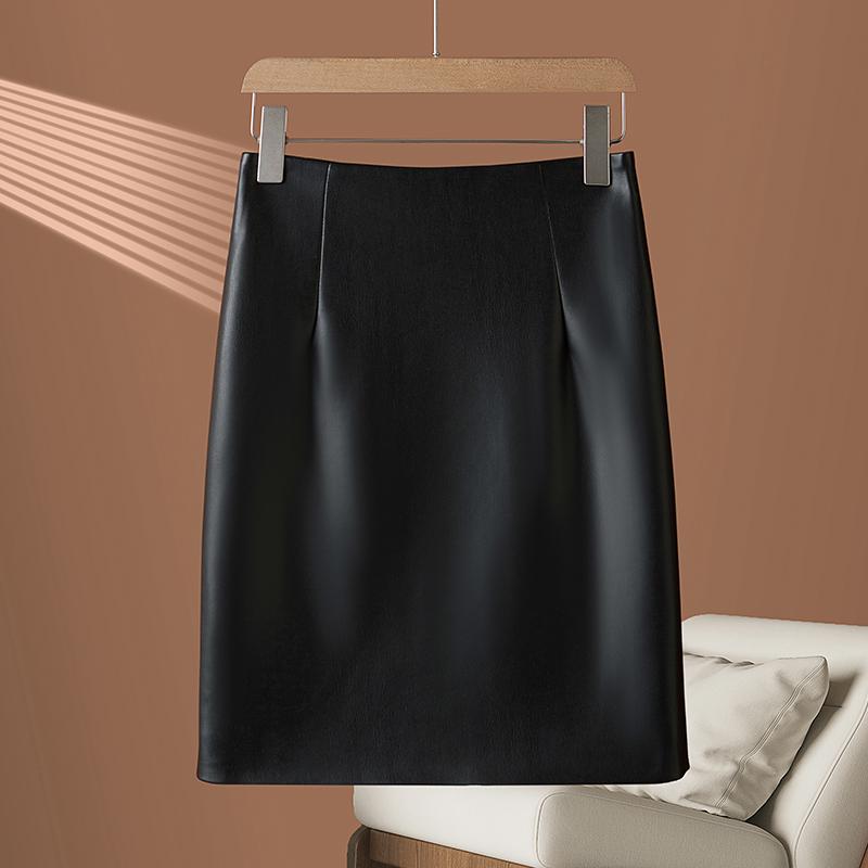2026 Autumn/Winter Women's High Waist Genuine Lambskin Leather Skirt - Slimming, Hip-Hugging, and Sexy.