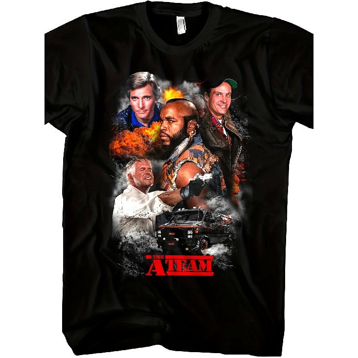 Men'S ATeam Retro 80s TV Show Graphic T-Shirt | B.A. Baracus, Hannibal Murdock, Van M7, Vintage Action Design, Soft Fabric, Crew Neck, Regular Fit,