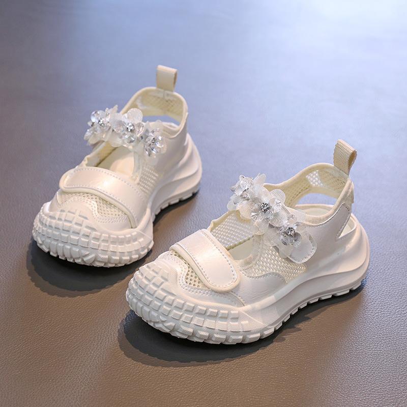 Cute Girls Shoes Mesh Closed-Toe Sport Sandals New Style Fashion Sneakers for Older Kids, Toddler Casual Shoes for Girls