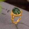 Adjustable Open Ring With Hollow Floral Leaf Motif Gold Plated Copper Vintage Style Statement Women Men