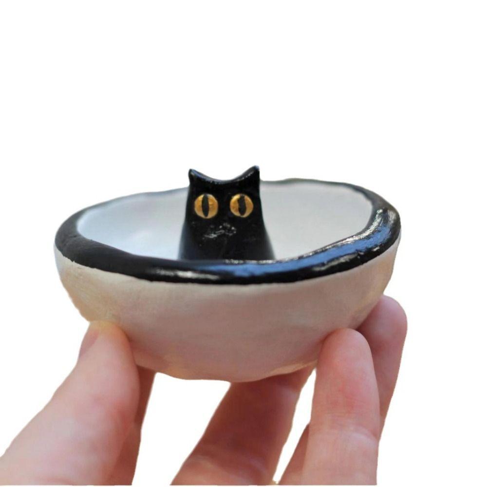 Modern Cat Ring Holder Cute Jewelry Storage Tray Home Decor Ring Dish Entrance