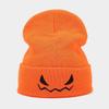 European and American new Halloween pumpkin little devil expression embroidery knitted hat men's and women's autumn and winter warm wool hat