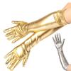 Women Long Operetta Metallic Gloves Elbow Length Skin-friendly Stretch for Evening Wedding Dress Costume Burgundy Style