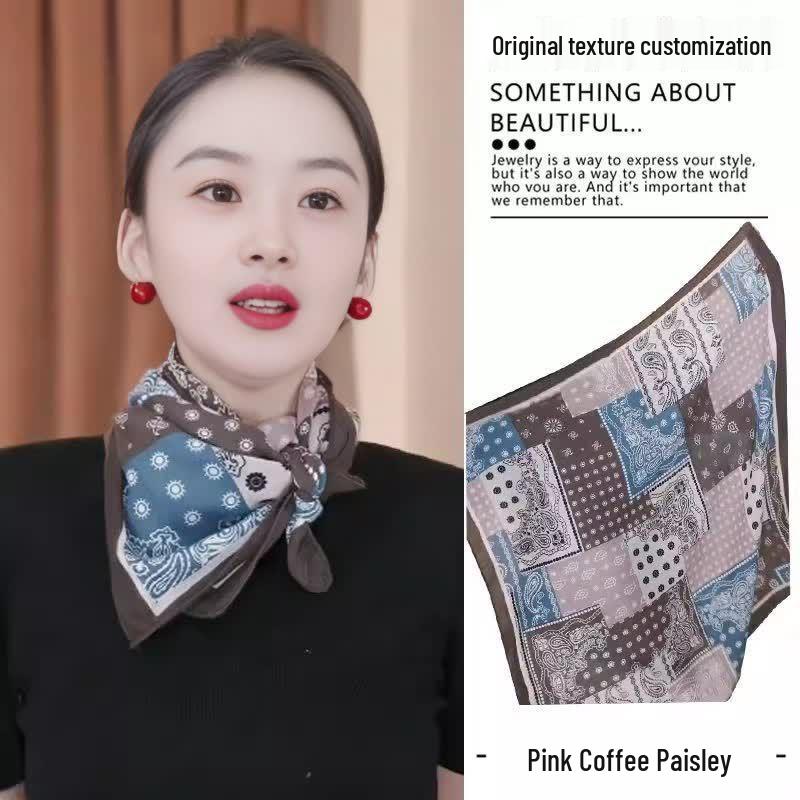 

2025 Новый хлопково-льняной маленький квадратный шарф для женщин - Тонкий летний для защиты шеи 70x70 cm