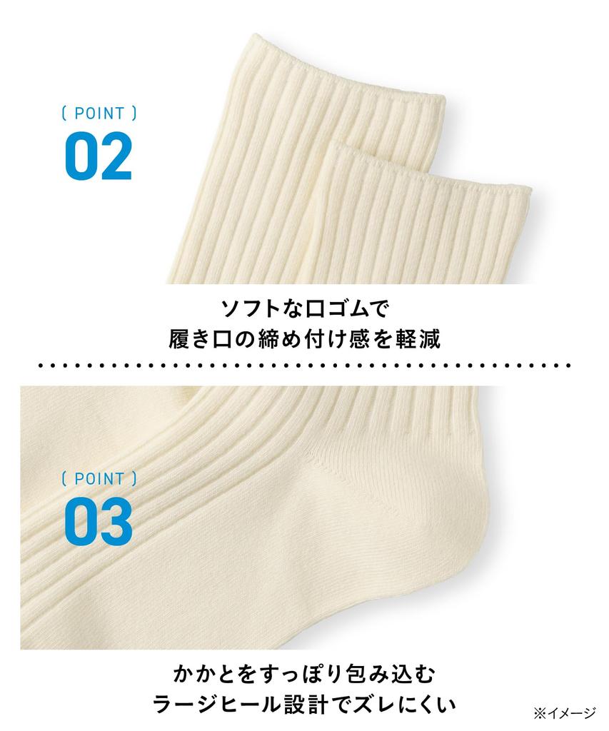 Okamoto Off Ribbed Line Crew Sizes Black +5% Women's Socks, Cotton, Length, 2-Pair/3-Pair Set, Spring/Summer Fit, 23.0cm-25.0cm,