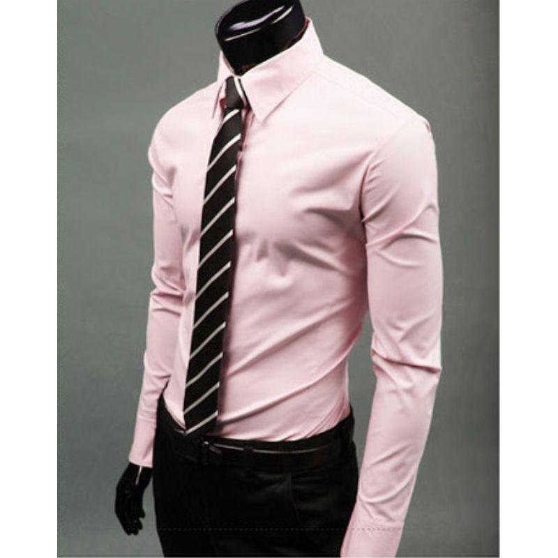 New Spring and Autumn Fashion Leisure Business Simple Polo Collar Long Sleeve Solid Color Slim Fit Men's Inch Shirt