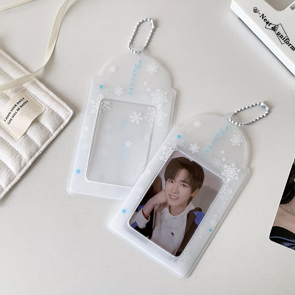 Love Heart Pendant Photocard Holder Snowflake Idol Card Display Protector  School Stationery
