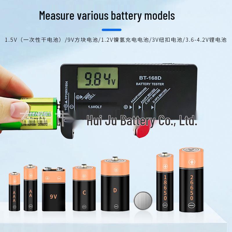 Multifunctional Digital Battery Tester BT-168D for Size 5, 7, and 9V Button Batteries