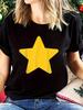 Schwarzes T-Shirt mit gelbem Stern-Grafikdruck