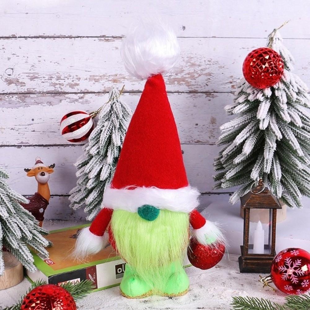 Christmas Decorations Dwarf Elf Doll Padding Cotton GreenHaired Plush Doll Plush Doll Festival