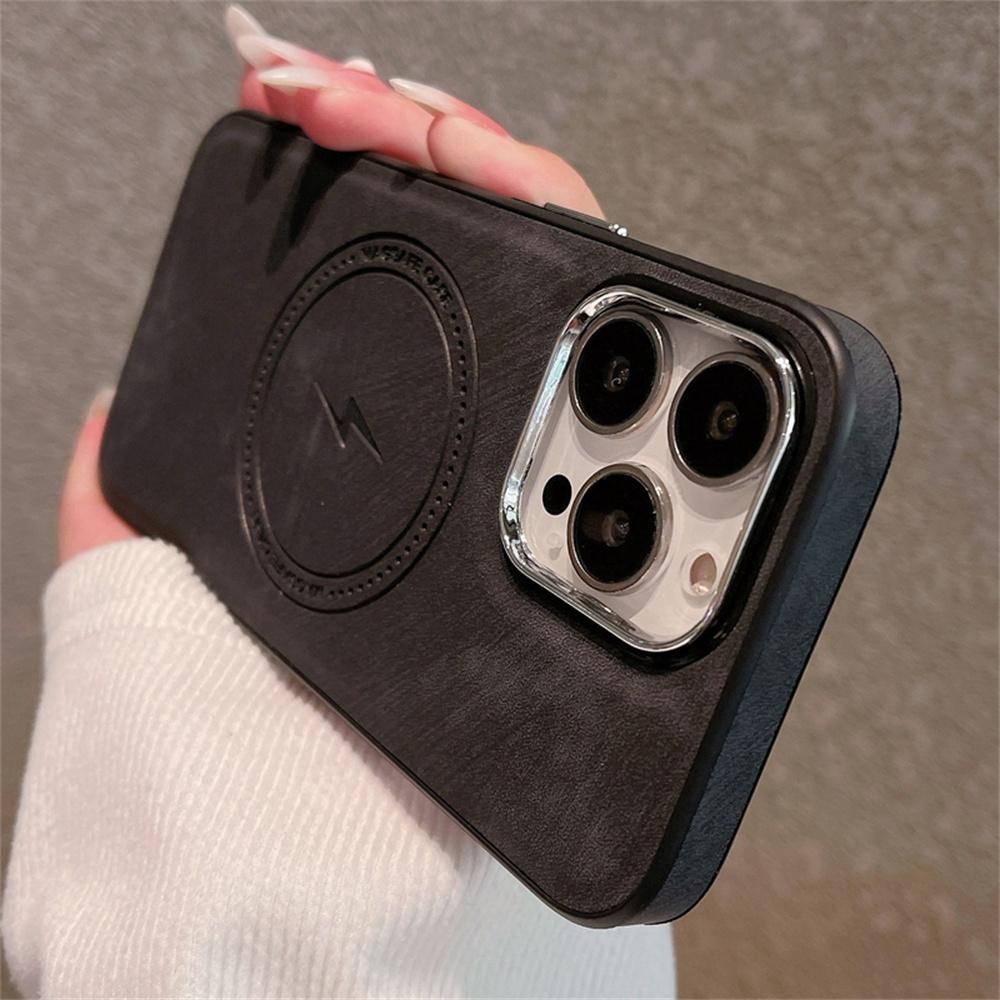 

Business Leather Plating for Magsafe Case For iPhone 17 Air 16 15 14 13 12 11 Pro Max Plus 17pro Magnetic Wireless Charge Cover For iPhone 12
