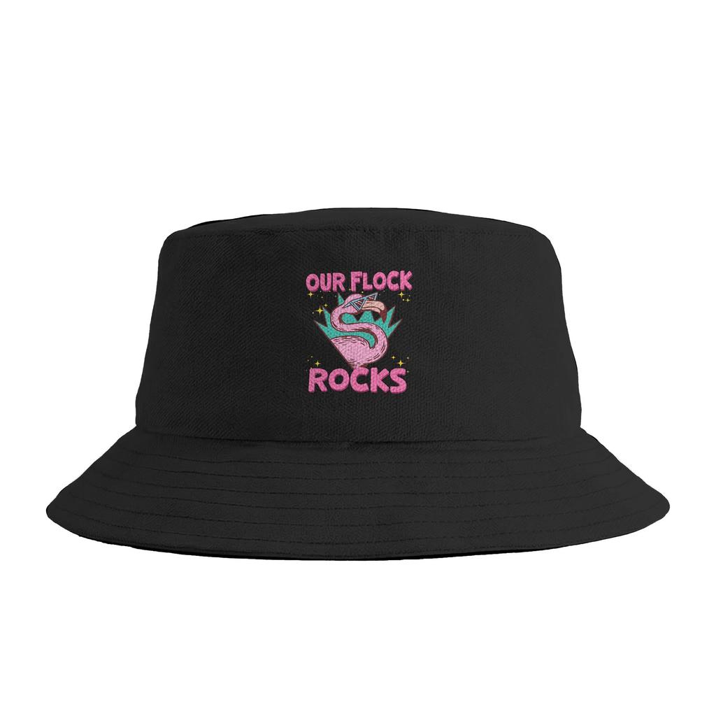 Unisex Our Flock Rocks Flamingos Lover Family Vacation Group Bucket Hat Breathable FisherUnisex Hats Summer Casual Travel Caps