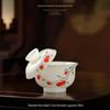 Malý podglazurovaný porcelánový gaiwan - Ruyi s kaki