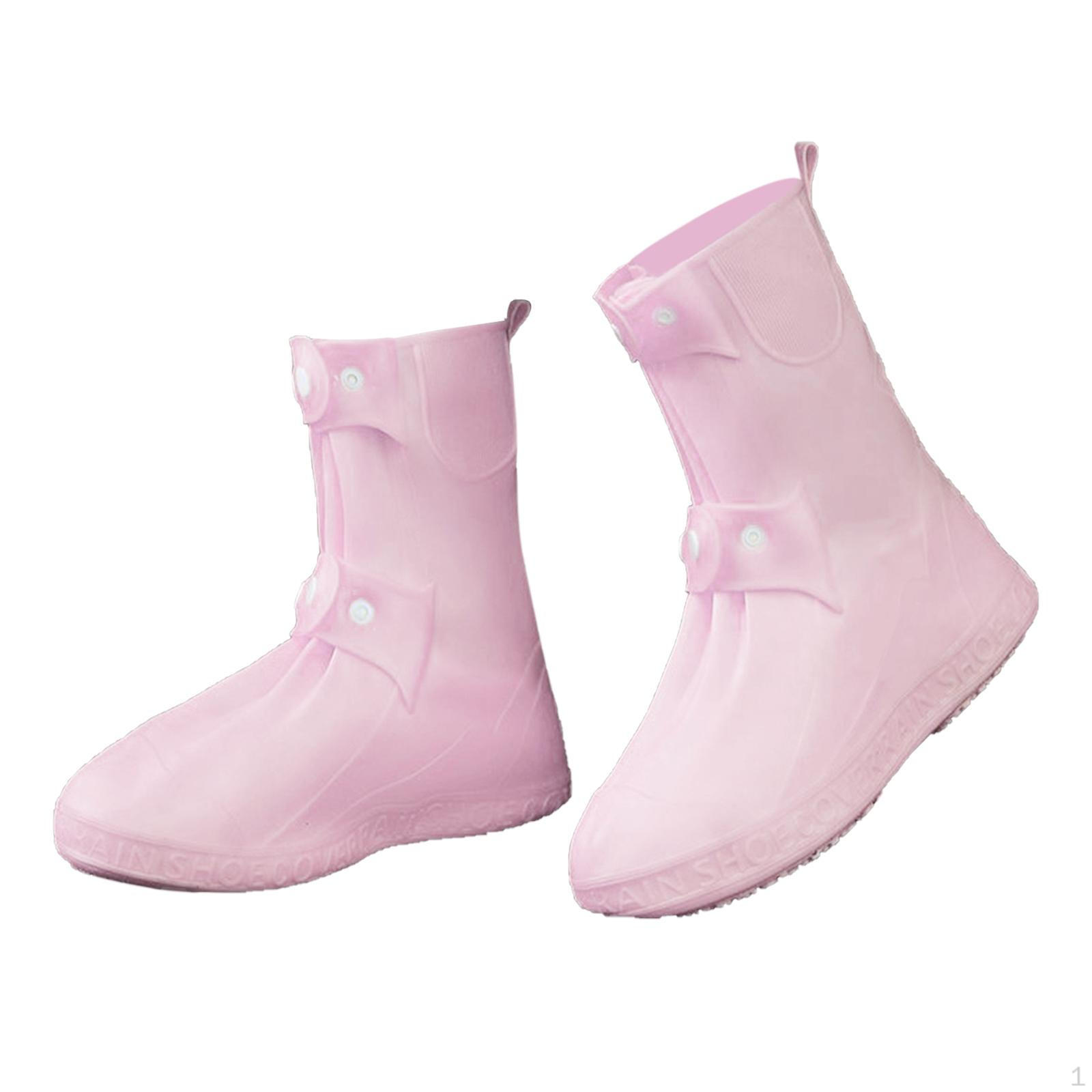 

Non Slip Waterproof Shoe Covers Reusable Overshoes Resistant Rain Boots XL рожевий