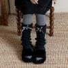 Kawaii High Elastic Kids Leg Warmers Bow Trim Sweet Style Lolita Style Socks Knitted Long Stockings Children Wear
