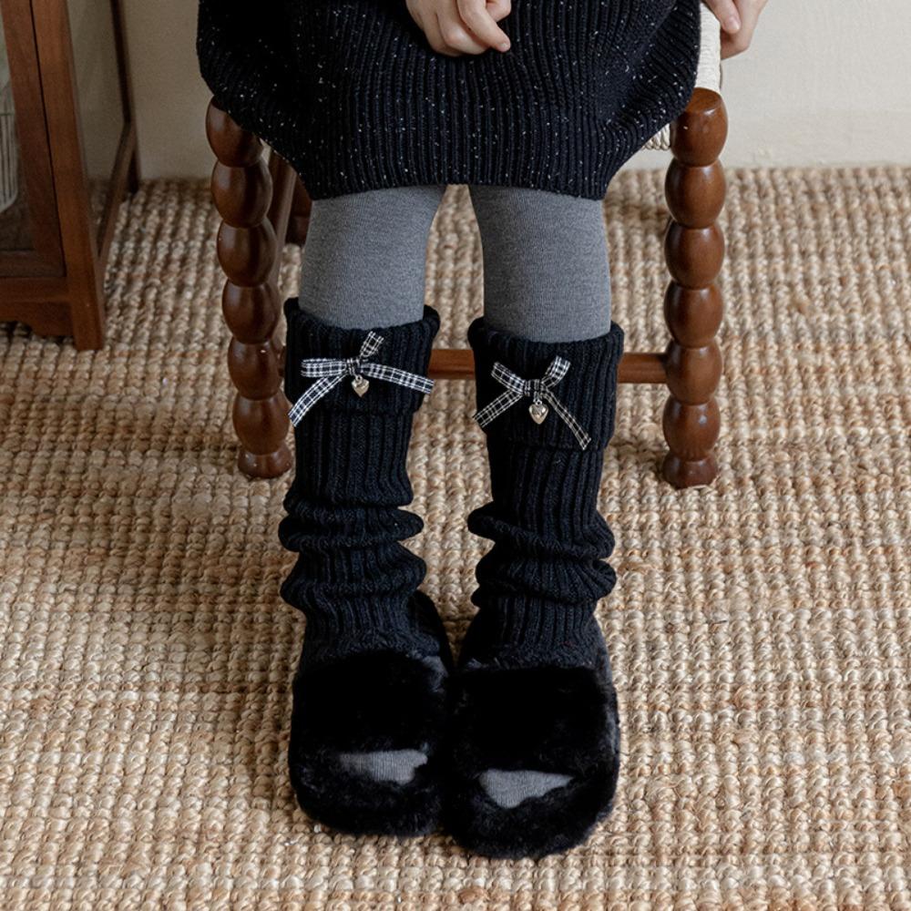 Kawaii High Elastic Kids Leg Warmers Bow Trim Sweet Style Lolita Style Socks Knitted Long Stockings Children Wear