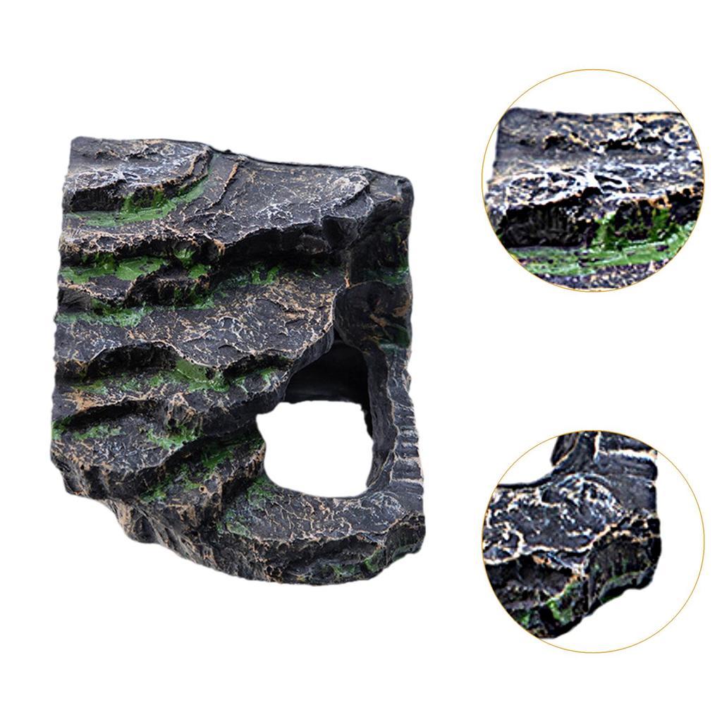 Resin Reptile Rock Hideout Turtles Basking Platform Aquarium Tank Accessories Landscape for Bearded Dragon Aquatic Turtles