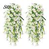 Water-free Flower Decor Artificial Flowers for Outdoor, Fake Hanging Morning Glory with Eucalyptus Leaves, UV No Maintenance Resistant Faux