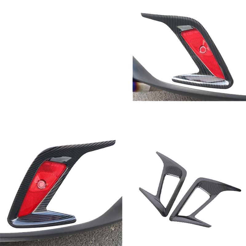 2Pcs Carbon Fiber Rear Fog Light Lamp Frame Cover Trim for Ford Focus Hatchback MK4 -