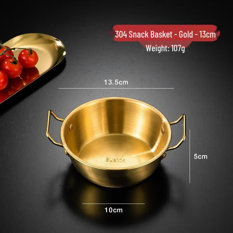 Qiwei Korean Style Stainless Steel Rice Wine Bowl with Handle золотистый