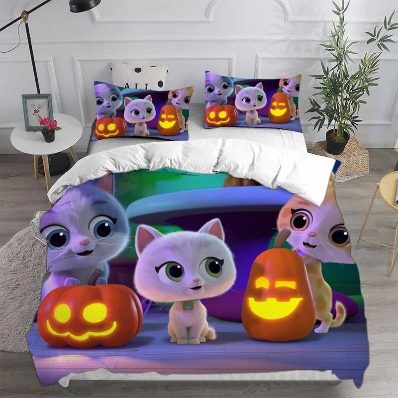 Anime Super Kitties Bedding Sets Comforter Quilt Bed Cover Duvetcover Pillow Case Sets Kids Adult Size  Home Textiles