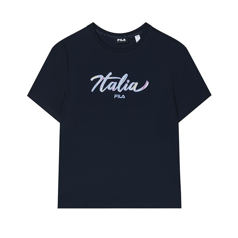 New FILA SS24 T Shirt Women's Dark Blue F11W424105FDB