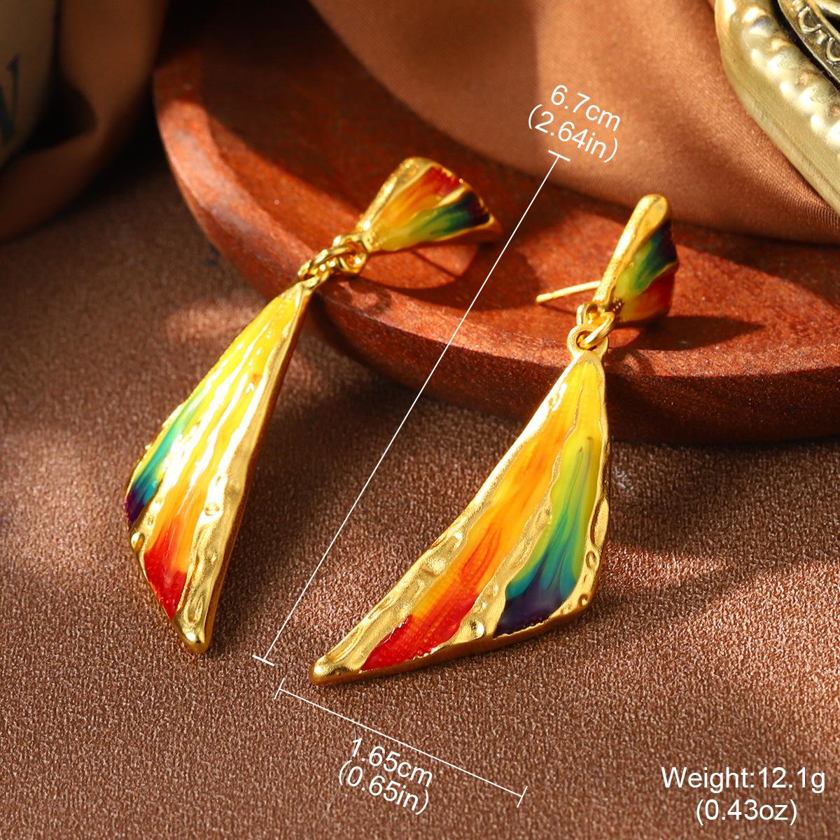 

Vintage literary and artistic enamel dripping oil Van Gogh Monet garden series new earrings French color oil painting design stud earrings