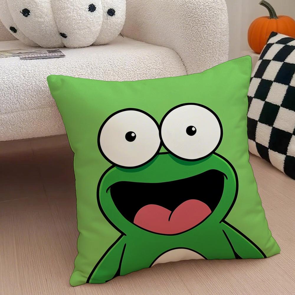 cute frog Cushion Cover Throw Pillow Cover Hidden Button Durable Polyester Chair Cushion
