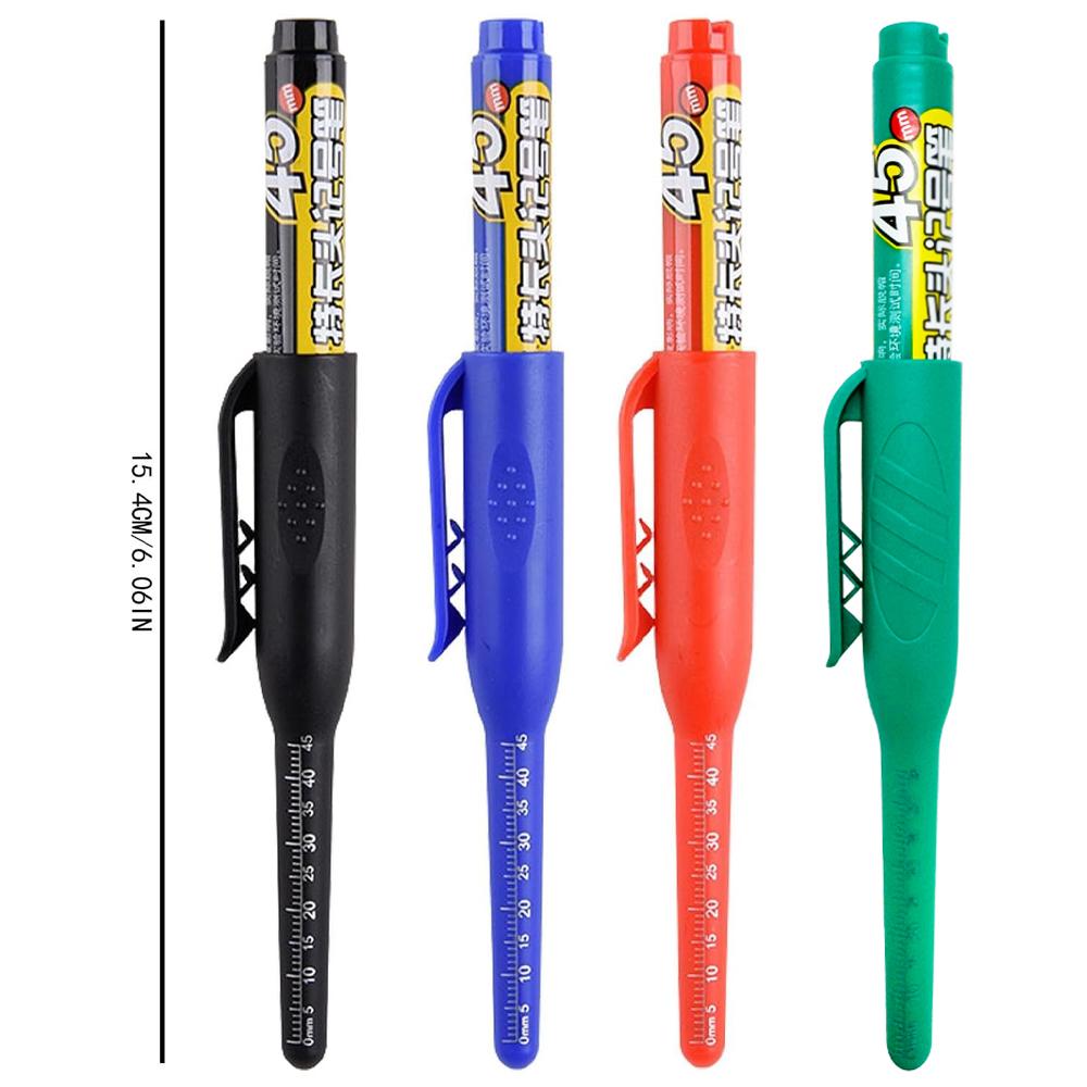 2-8Pcs 45mm Waterproof Long Head Nib Deep Hole Markers Pen Tile Carpenter Pen Multi-purpose for Woodworking Black/Blue/Red Ink