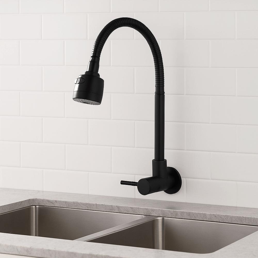Rotatable Flexible Hose Kitchen Faucet Stainless Steel Water Tap Nozzle Washbasin