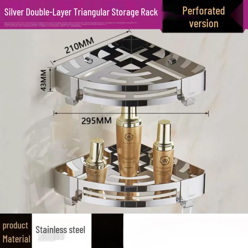Yuzhu Двухуровневая настенная угловая полка для ванной комнаты из нержавеющей стали