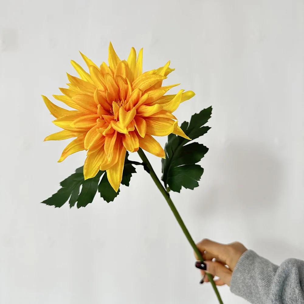 5Pcs/lot Artificial PU Dahlia Flowers Wedding Decoration Fake Flowers Arrangement Home Accessories Party Table Floral Dahlias