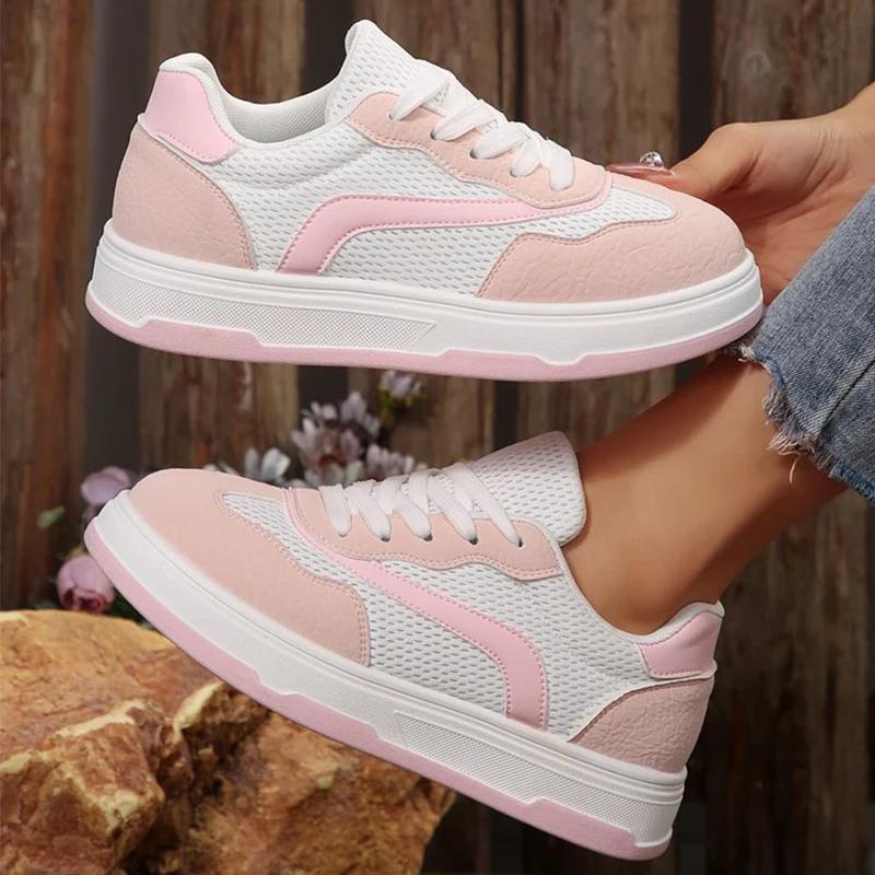 Fashion Women's Sneakers New Breathable Mesh Sports Shoes Women Spring Autumn Solid Lace Up Sneakers Woman Non-Slip Platform Casual Shoe