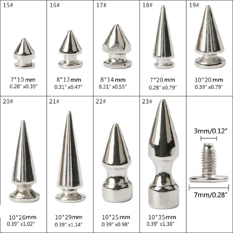 Clous à pointes Rivets Métal Argenté Rivets Décoratifs Punk, 10 Pièces Rivets Pointus à Visser Boucles Bouton Gothique pour Artisanat DIY