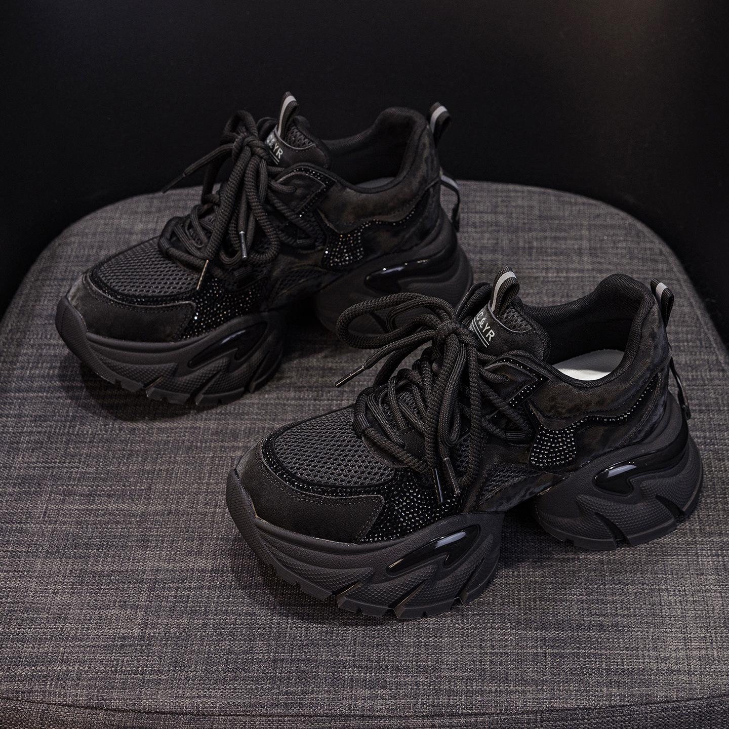 

Dad Shoes, Women s Shoes, Thick-soled Height-increasing Sports and Casual Shoes, Air-cushioned Shoes 40 чорний