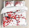 Cherry Blossoms Duvet Cover King/Queen Size,Japanese Sakura Tree Pink Floral Spring Vintage Cultural Bedding Set for Women Girls