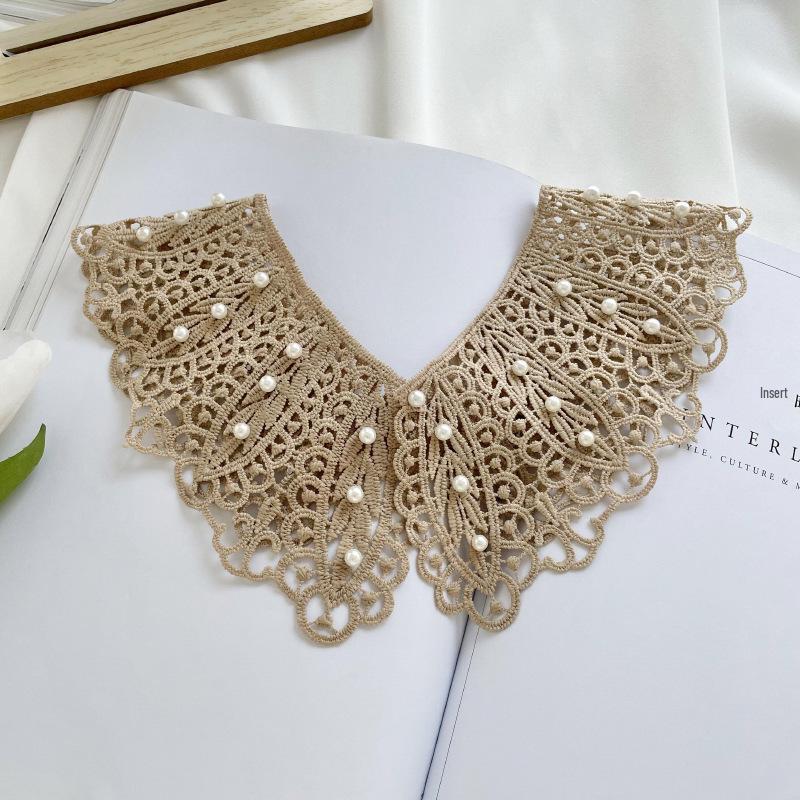 Korean Pearl Lace Shawl - Spring/Summer Sun Protection, Versatile Hollow Out False Collar, Cotton Outerwear