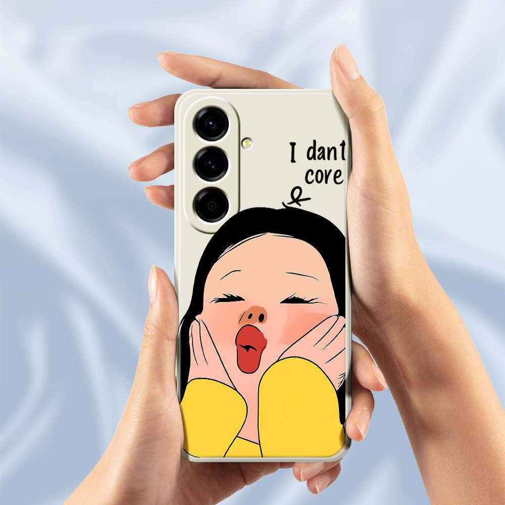 For Samsung Galaxy A56 5G Case Girl Holding Face Pattern Printing Straight Edge TPU Phone Back Cover