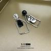 Elegant Gold-Plated Black Zircon Stud Earrings - Niche Design for a Luxurious Fashion Statement