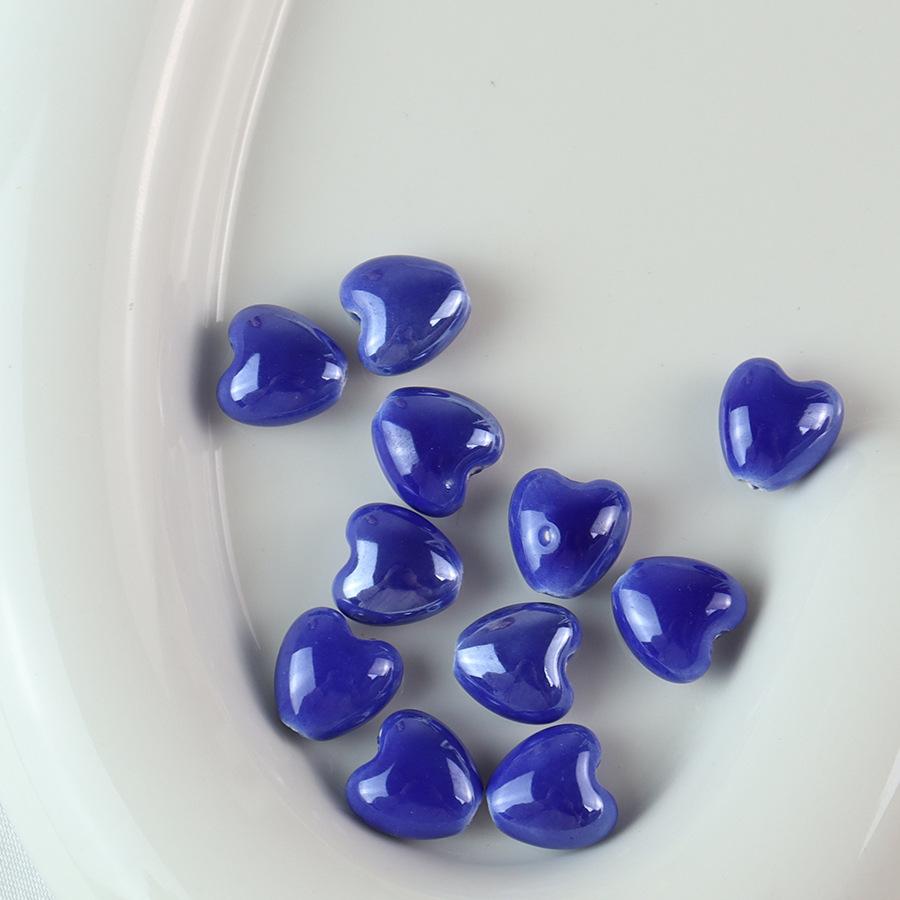 10pcs 12mm Heart Shape Shiny Glossy Ceramic Beads Porcelain Loose Spacer Beads for Jewelry Making DIY Bracelet Necklace Crafts