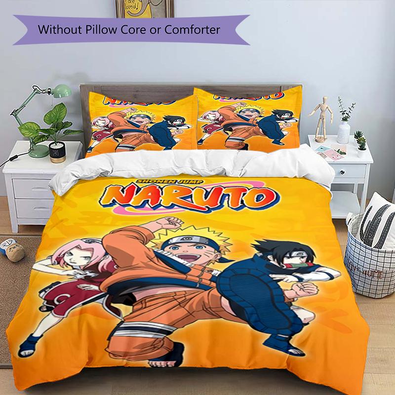3pcs NARUTO Design Cover Set - HD Printed Bedding with 1 Cover and 2 Pillowcases - Perfect for Home and Dorm Decor