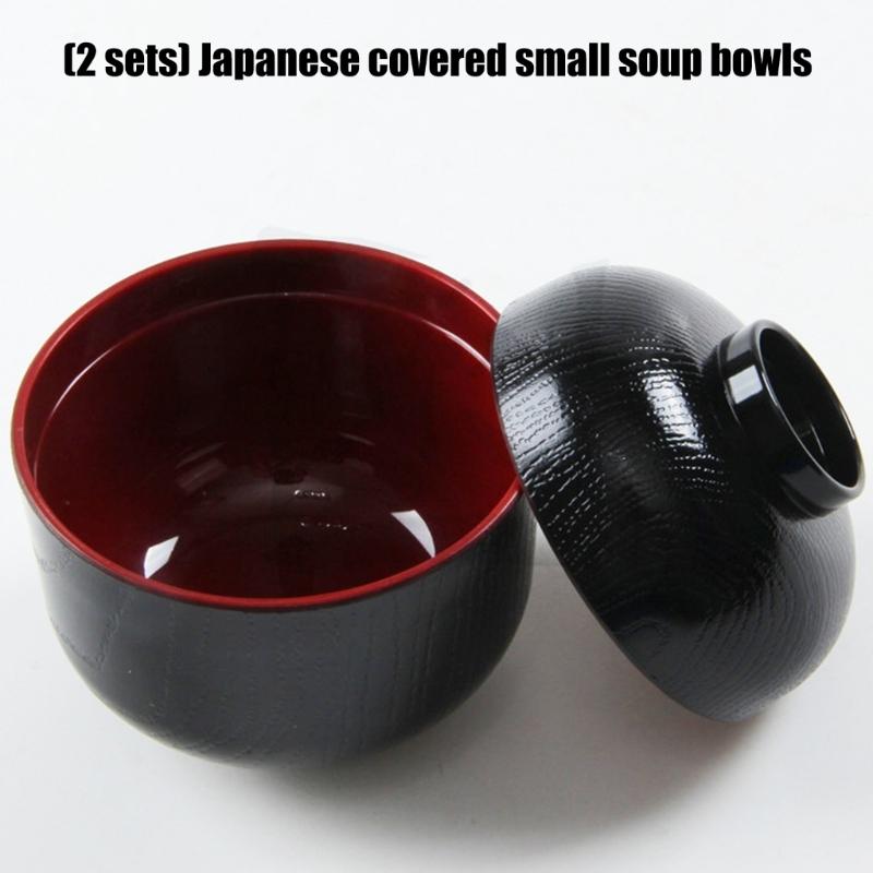 Japanese Style ABS Lidded Soup Bowl Feature Elegant Design Durable Materials for Family Use and Outdoor Activity