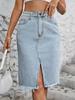 Women's High-Waist Autumn Denim Bodycon Slit Skirt