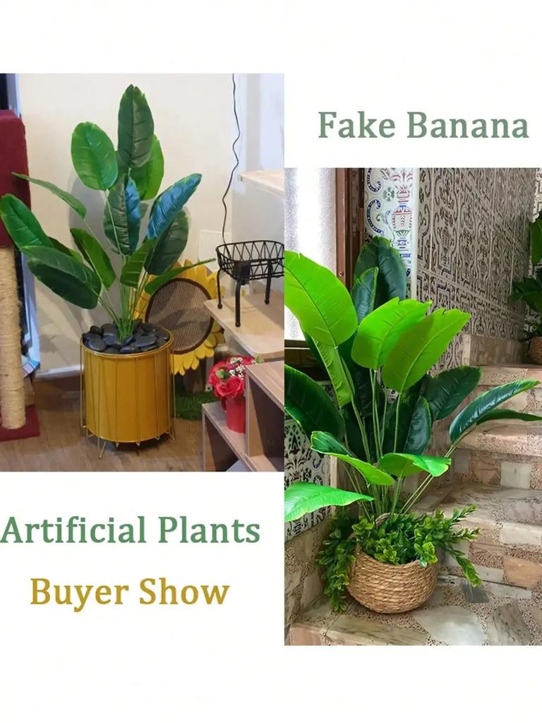 1 Stück Künstliche Pflanzen Große Tropische Palme Gefälschte Bananenpflanzen Blätter Real Touch Kunststoff Monstera Pflanze Für Hausgarten Dekor